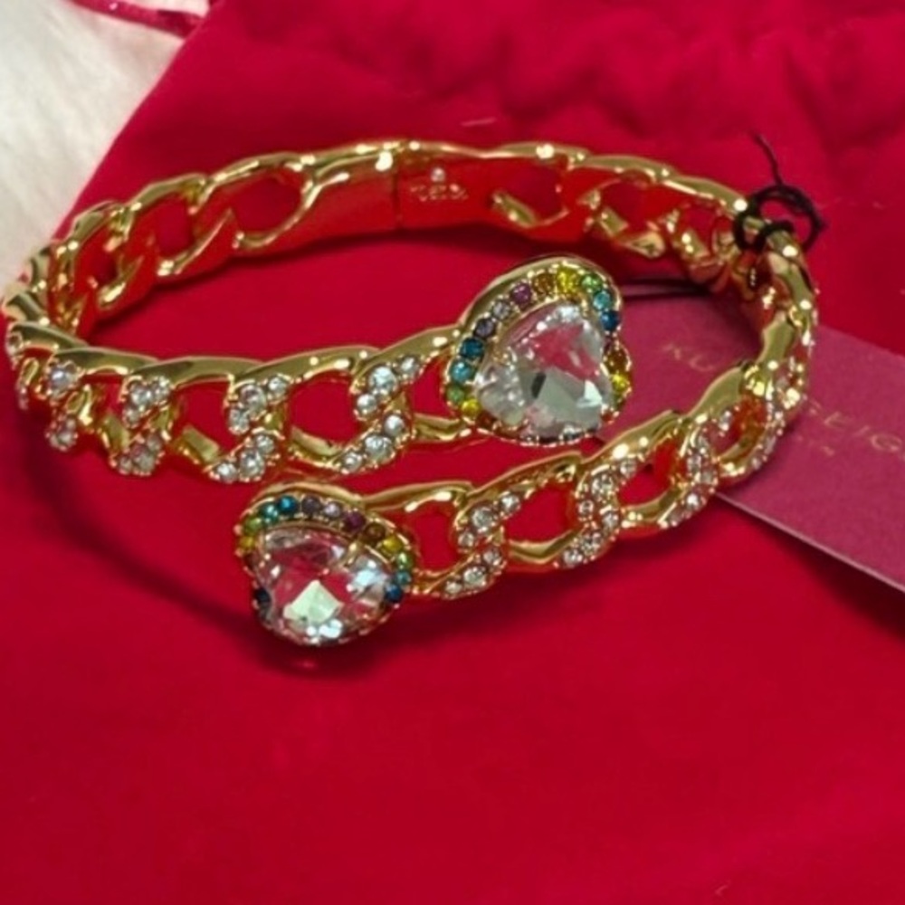 New KURT GEIGER LONDON
Rainbow Crystal Heart  Chain Bypass Bangle Bracelet - Picture 10 of 13